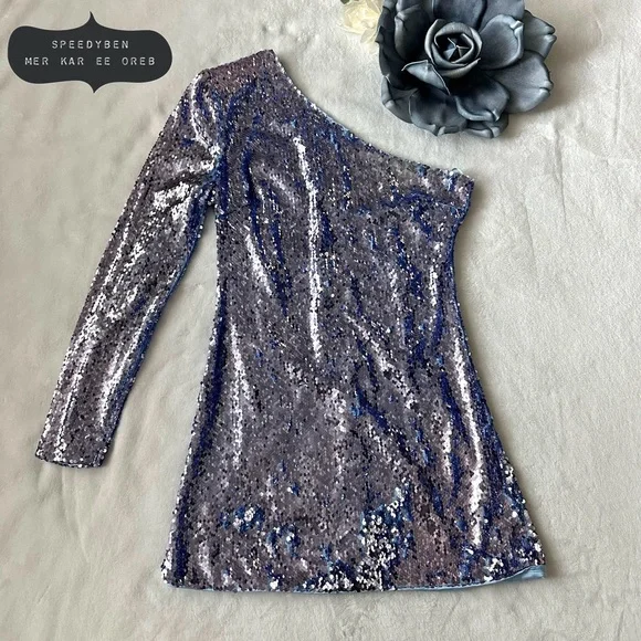 chinese dress ladies MERMAID MARTINI' SEQUIN DRESS IN BLUE – STUDIORARE main image 1